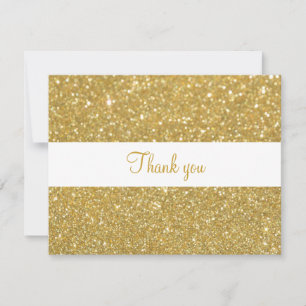 Gold Glitter Script Business Thank You Card