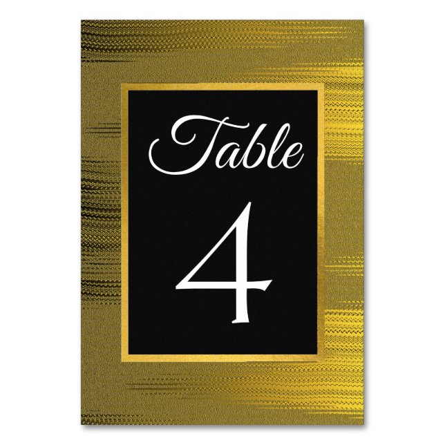 Gold glitter script metallic foil table number (Front)