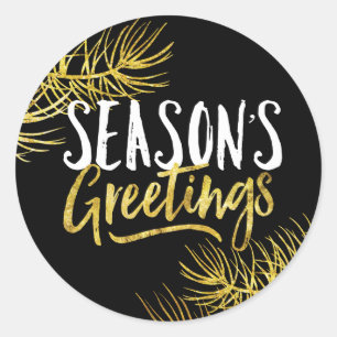 Gold Glitter Season's Greetings Stickers