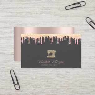 Gold Glitter Sewing Machine Glitter Drips Bakery   Business Card