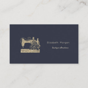 Gold Glitter Sewing Machine Seamstress or Tailor Business Card