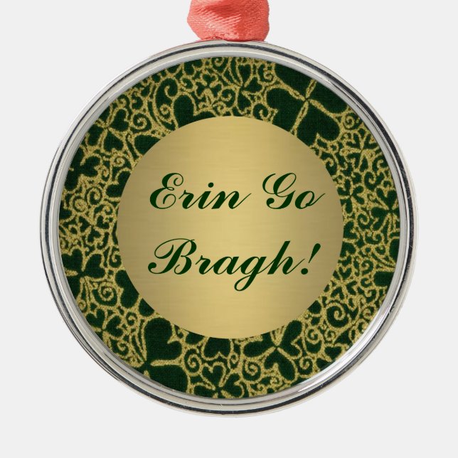 Gold Glitter Shamrocks Metal Tree Decoration (Front)