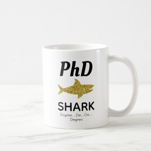 Gold Glitter Shark PhD Graduation Coffee Mug