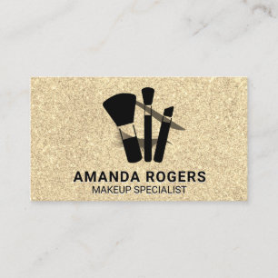 Gold Glitter Shimmer Glamour Makeup Brushes Business Card