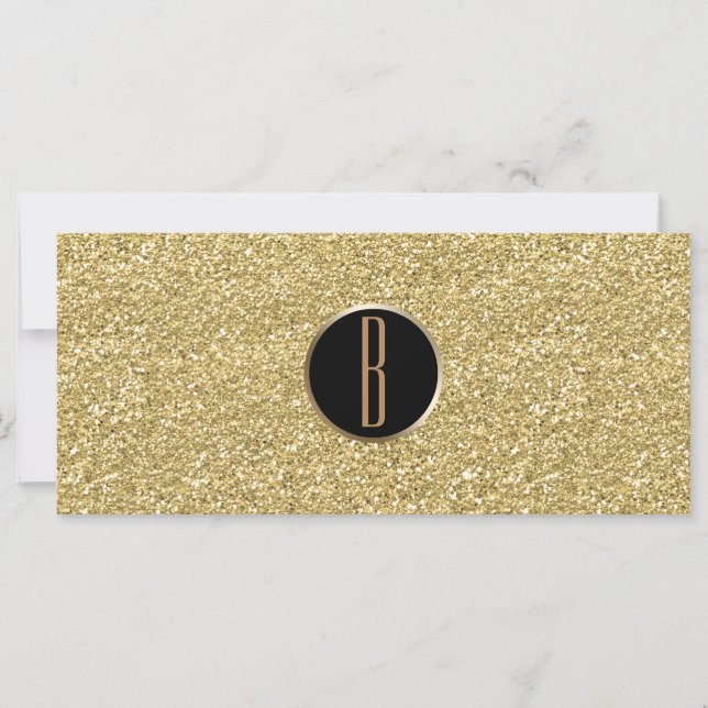 Gold Glitter Shine Glam Monogram Gift Certificate (Front)