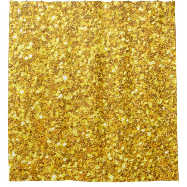 Gold Glitter Shower Curtain (Front)