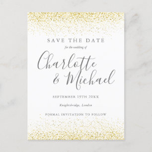 Gold Glitter Signature Wedding Save the Date Card