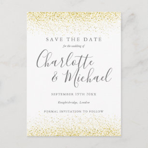 Gold Glitter Signature Wedding Save the Date Card