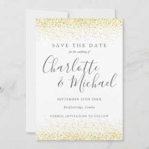 Gold Glitter Signature Wedding Save the Date Card