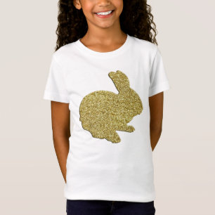 Gold Glitter Silhouette Easter Bunny Shirt