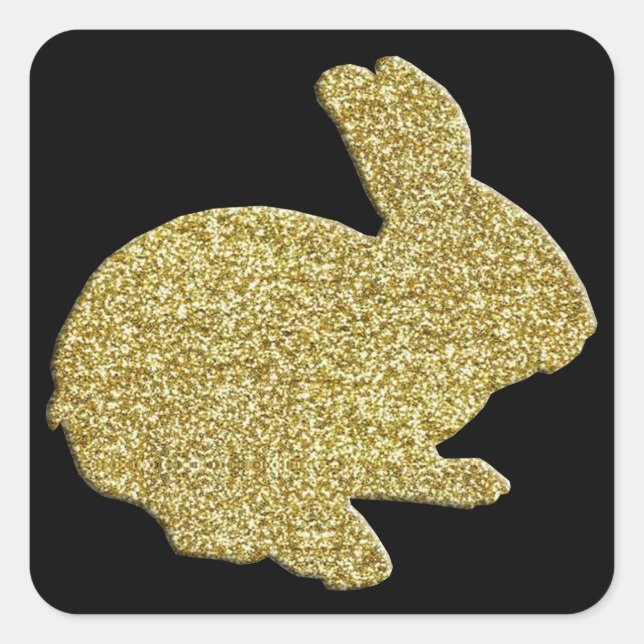 Gold Glitter Silhouette Easter Bunny Stickers (Front)