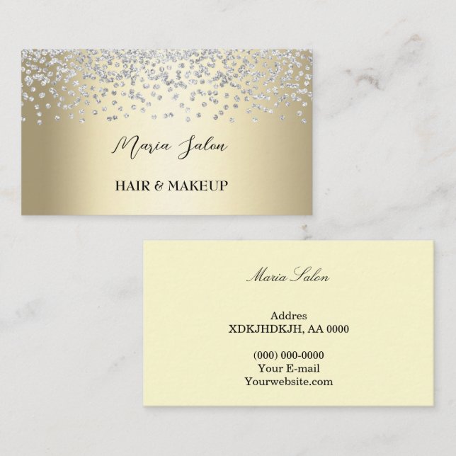 Gold glitter Silve  watercolor Business Card (Front/Back)