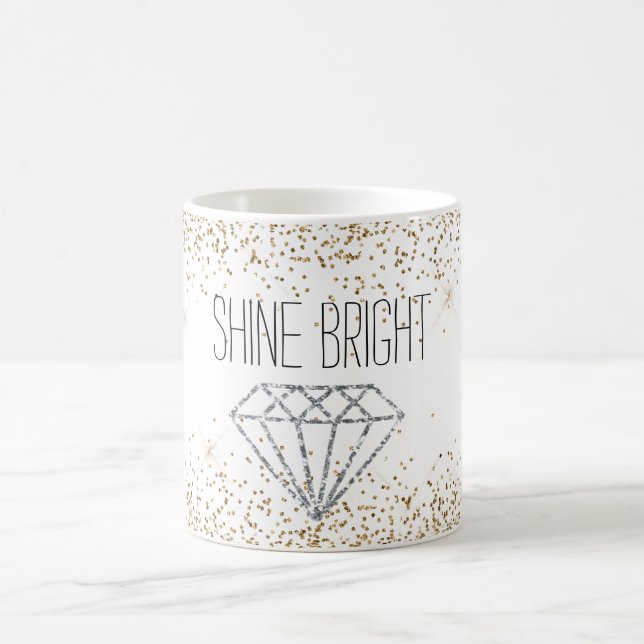 Gold Glitter Silver Diamond Shine Bright Coffee Mug (Center)