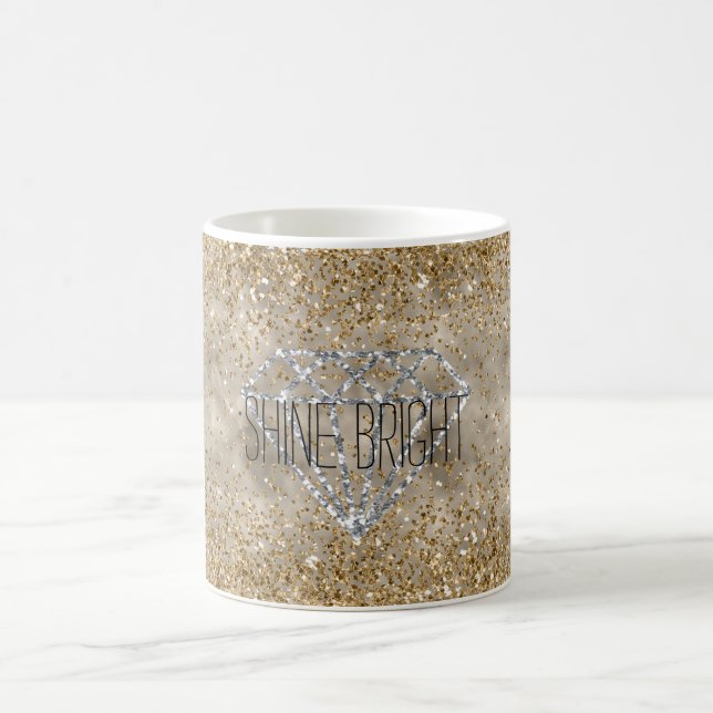 Gold Glitter Silver Diamond Shine Bright Coffee Mug (Center)