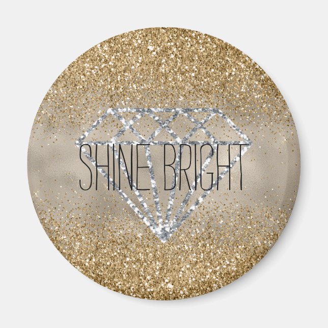Gold Glitter Silver Diamond Shine Bright Magnet (Front)