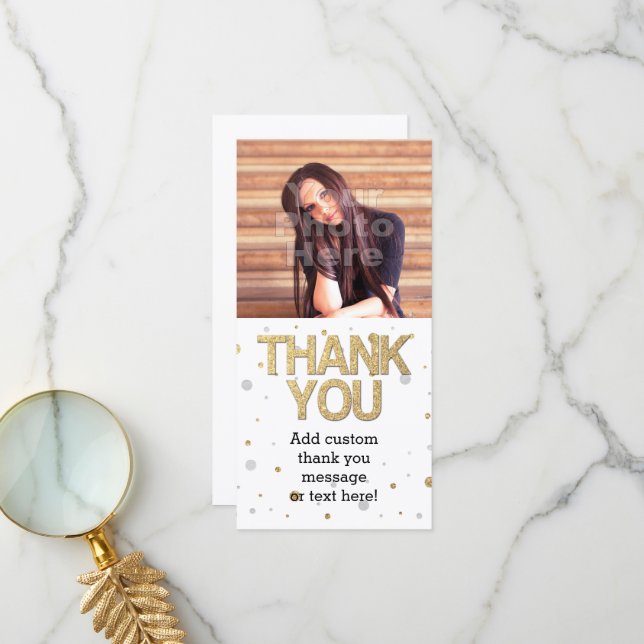 Gold Glitter Silver Foil Print Confetti Thank You (Front/Back In Situ)