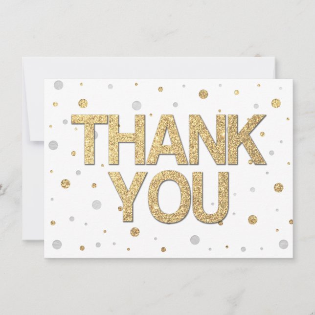 Gold Glitter Silver Foil Print Confetti Thank You (Front)