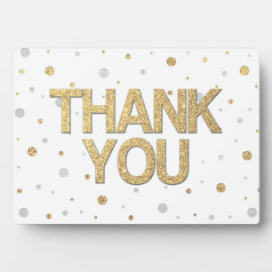 Gold Glitter Silver Foil Print Confetti Thank You Plaque