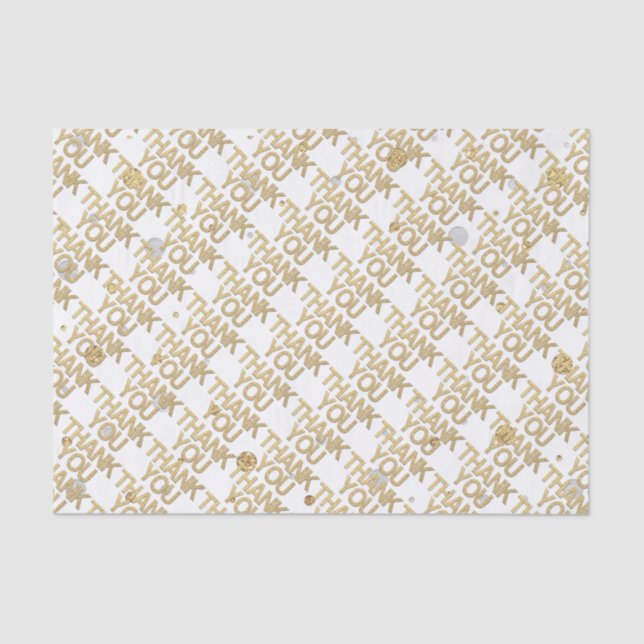 Gold Glitter Silver Foil Print Confetti Thank You Tissue Paper (Front)