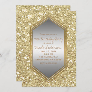 Gold Glitter Silver Glam Birthday Party Any Event Invitation