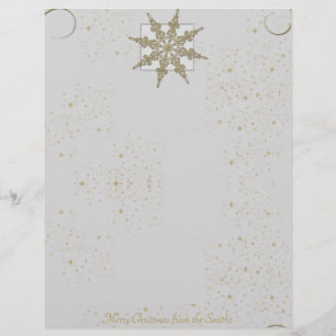 Gold Glitter Snowflake on Winter White Background