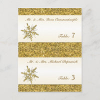 Gold Glitter Snowflake Pre-printed Placecards