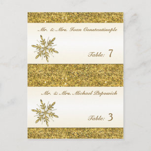Gold Glitter Snowflake Pre-printed Placecards Postcard