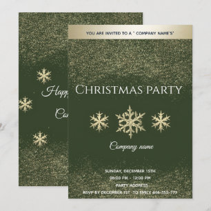 Gold glitter snowflakes corporate Christmas party Invitation