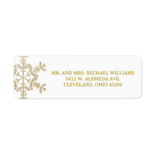 Gold Glitter Snowflakes Winter Wedding Labels