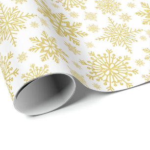 Gold Glitter Snowflakes Wrapping Paper