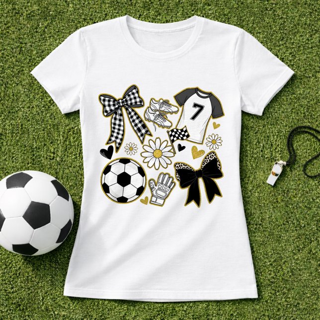 Gold Glitter Soccer Game Day Girly Style T-Shirt (Creator Uploaded)