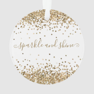 Gold Glitter Sparkle and Shine Happy Holidays Ornament