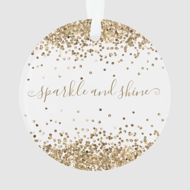 Gold Glitter Sparkle and Shine Happy Holidays  Ornament (Back)