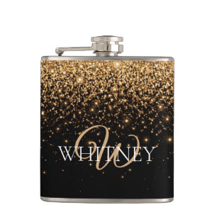 Gold Glitter Sparkle Elegant Luxury Texture Hip Flask