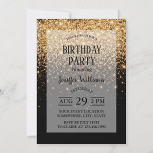 Gold Glitter Sparkle Elegant Luxury Texture        Invitation