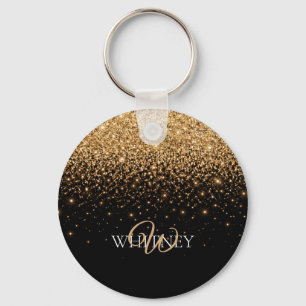 Gold Glitter Sparkle Elegant Luxury Texture Key Ring
