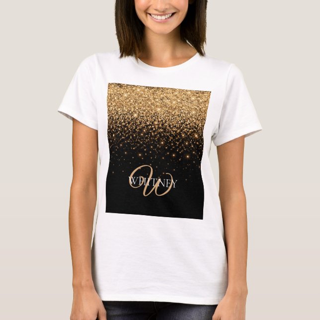 Gold Glitter Sparkle Elegant Luxury Texture        T-Shirt (Front)