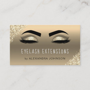Gold Glitter Sparkle Eyelash Extensions Business Card
