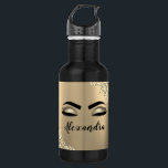 Gold Glitter Sparkle Eyelashes Monogram Name 532 Ml Water Bottle<br><div class="desc">Gold Faux Foil Metallic Sparkle Glitter Brushed Metal Monogram Name and Initial Eyelashes (Lashes),  Eyelash Extensions and Eyes Water Bottle. This makes the perfect sweet 16 birthday,  wedding,  bridal shower,  anniversary,  baby shower or bachelorette party gift for someone decorating her room in trendy cool style.</div>