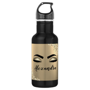 Gold Glitter Sparkle Eyelashes Monogram Name 532 Ml Water Bottle