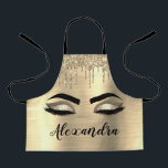 Gold Glitter Sparkle Eyelashes Monogram Name Apron<br><div class="desc">Gold Faux Foil Metallic Sparkle Glitter Brushed Metal Monogram Name and Initial Eyelashes (Lashes),  Eyelash Extensions and Eyes Cooking Apron. This makes the perfect sweet 16 birthday,  wedding,  bridal shower,  anniversary,  baby shower or bachelorette party gift for someone decorating her room in trendy cool style.</div>
