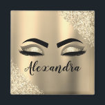Gold Glitter Sparkle Eyelashes Monogram Name Magnet<br><div class="desc">Gold Faux Foil Metallic Sparkle Glitter Brushed Metal Monogram Name and Initial Eyelashes (Lashes),  Eyelash Extensions and Eyes Refrigerator Magnets. The design makes the perfect sweet 16 birthday,  wedding,  bridal shower,  anniversary,  baby shower or bachelorette party gift for someone looking for a trendy cool style.</div>