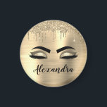 Gold Glitter Sparkle Eyelashes Monogram Name Magnet<br><div class="desc">Gold Faux Foil Metallic Sparkle Glitter Brushed Metal Monogram Name and Initial Eyelashes (Lashes),  Eyelash Extensions and Eyes Magnets. The design makes the perfect sweet 16 birthday,  wedding,  bridal shower,  anniversary,  baby shower or bachelorette party gift for someone looking for a trendy cool style.</div>