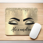 Gold Glitter Sparkle Eyelashes Monogram Name Mouse Mat<br><div class="desc">Gold Faux Foil Metallic Sparkle Glitter Brushed Metal Monogram Name and Initial Eyelashes (Lashes),  Eyelash Extensions and Eyes Mousepad. The design makes the perfect sweet 16 birthday,  wedding,  bridal shower,  anniversary,  baby shower or bachelorette party gift for someone looking for a trendy cool style.</div>