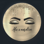Gold Glitter Sparkle Eyelashes Monogram Name Paper Plate<br><div class="desc">Gold Faux Foil Metallic Sparkle Glitter Brushed Metal Monogram Name and Initial Eyelashes (Lashes),  Eyelash Extensions and Eyes Paper Plates. The design makes the perfect sweet 16 birthday,  wedding,  bridal shower,  anniversary,  baby shower or bachelorette party gift for someone looking for a trendy cool style.</div>