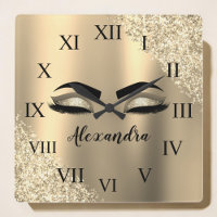 Gold Glitter Sparkle Eyelashes Monogram Name