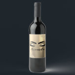 Gold Glitter Sparkle Eyelashes Monogram Name Wine Label<br><div class="desc">Gold Faux Foil Metallic Sparkle Glitter Brushed Metal Monogram Name and Initial Eyelashes (Lashes),  Eyelash Extensions and Eyes Wine Label. The design makes the perfect sweet 16 birthday,  wedding,  bridal shower,  anniversary,  baby shower or bachelorette party gift for someone looking for a trendy cool style.</div>