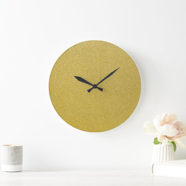 Gold Glitter, Sparkle, Glitter Background Large Clock (Home)