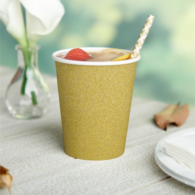Gold Glitter, Sparkle, Glitter Background Paper Cups (Insitu)