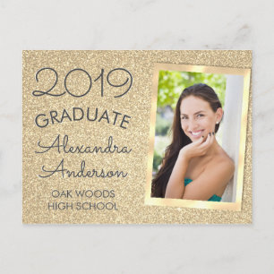 Gold Glitter  Sparkle Graduation Announouncement Announcement Postcard